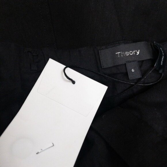 NWT Theory Kayleigh Linen Strapless Midi Dress 6 Black Soft Crunch Sundress - Picture 3 of 8